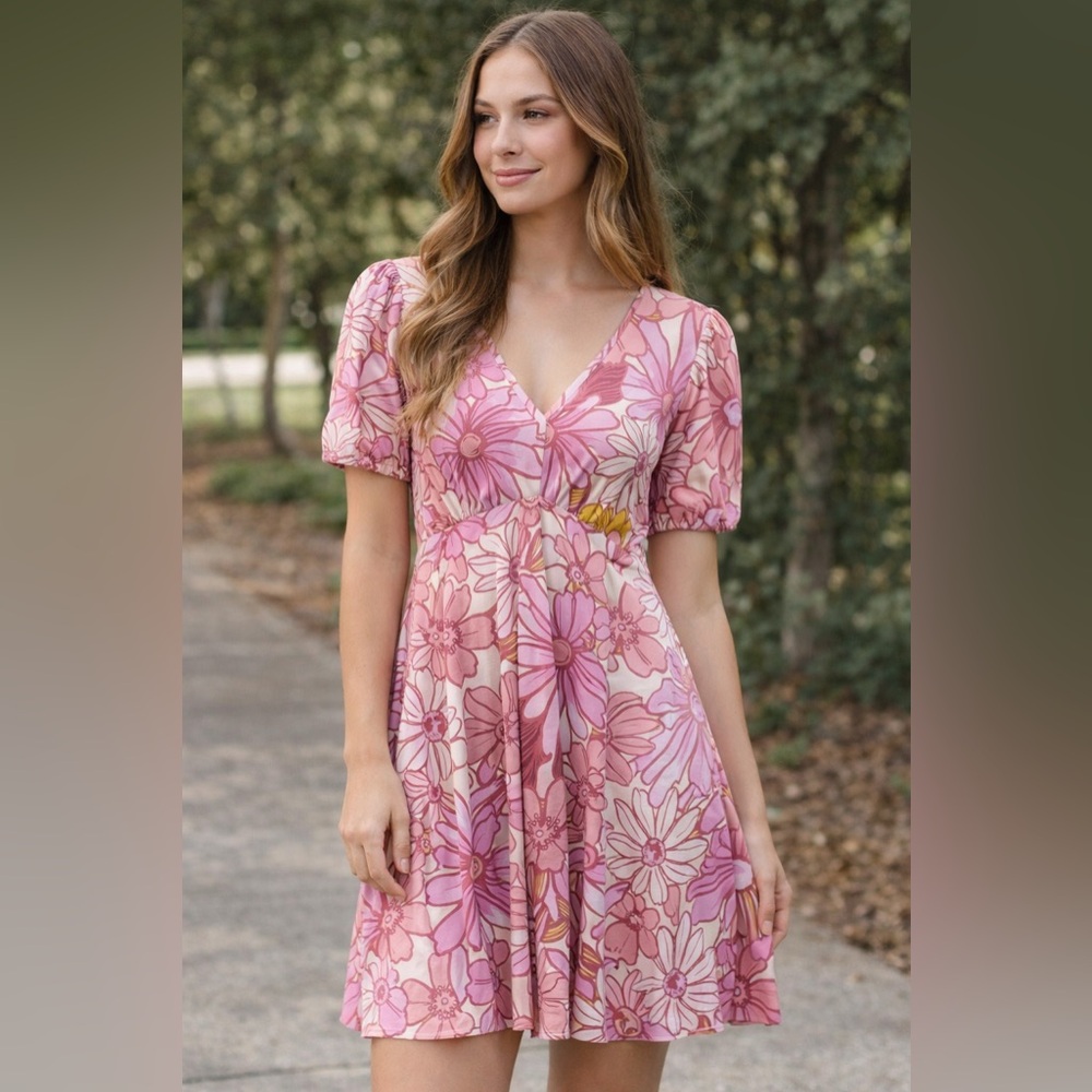 As U Wish Pink Floral Midi Dress